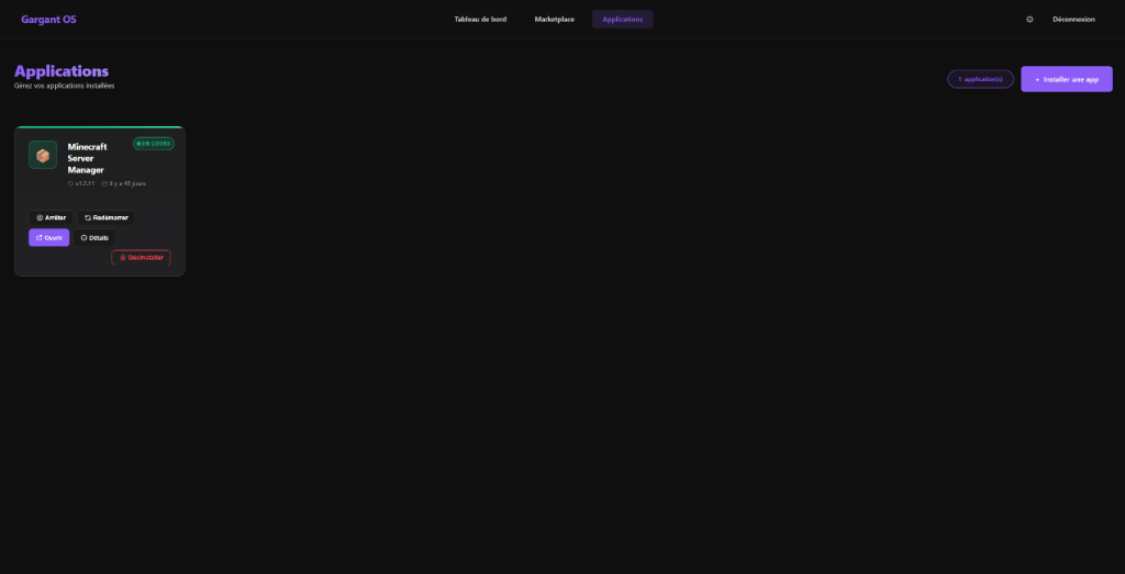 Gestion des applications